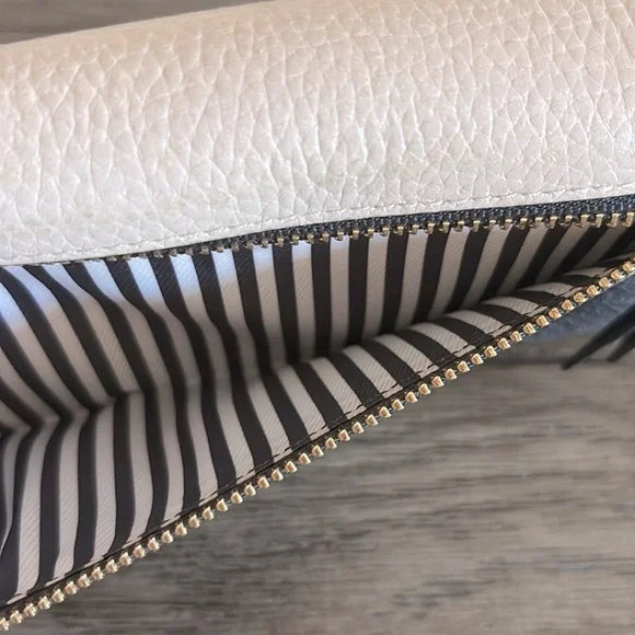 [Kate Spade] Snap-Button Medium Sized 2-Tone Beige/Black Leather Designer Wallet - Picture 8 of 12